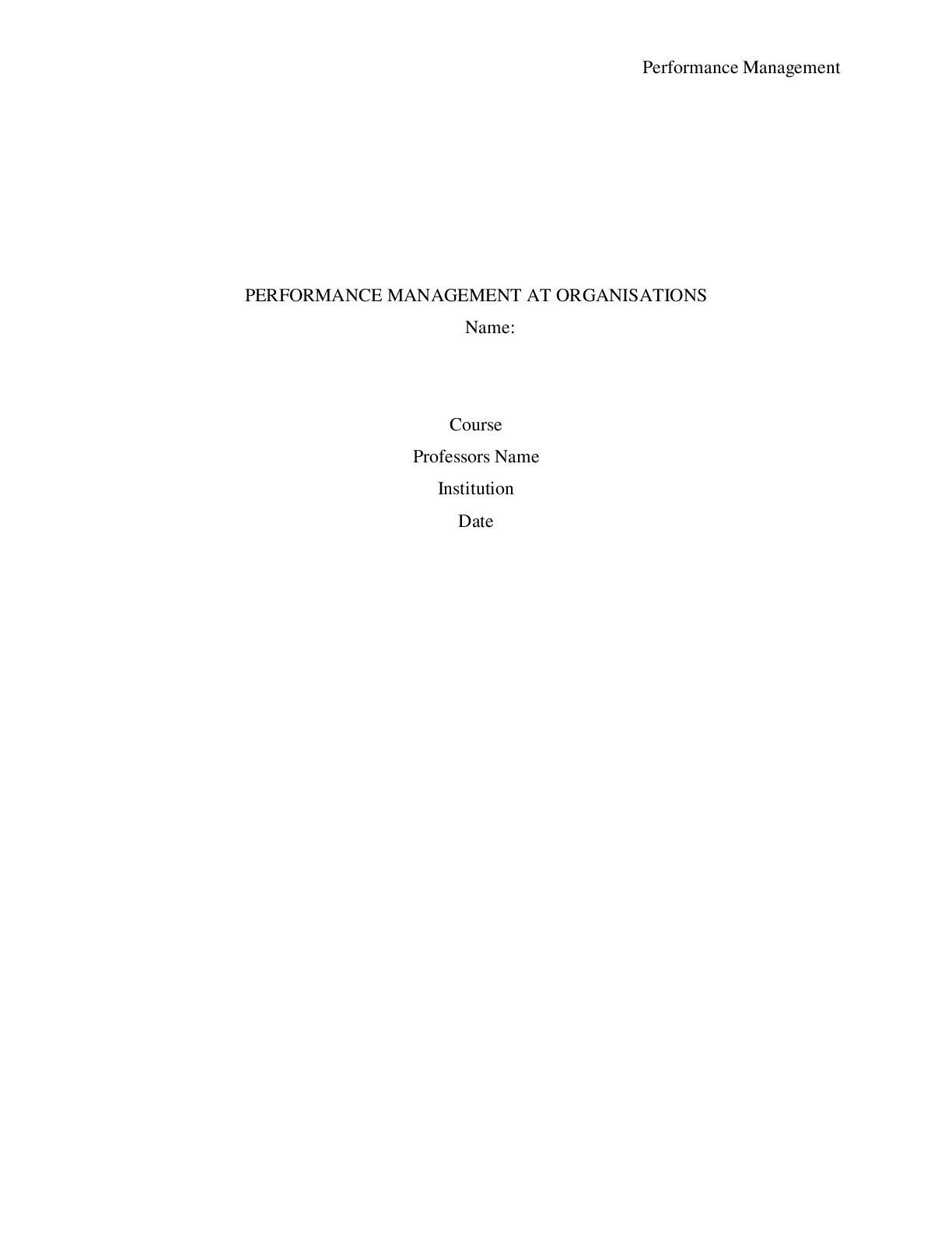 Preview image for PERFORMANCE MANAGEMENT AT ORGANISATIONS